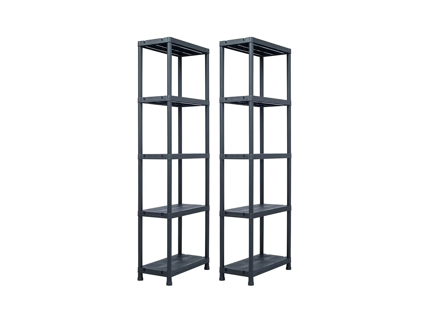 Ripiani portaoggetti 2 pezzi 125 kg 60 x 30 x 180 cm plastica nera 02_0000666