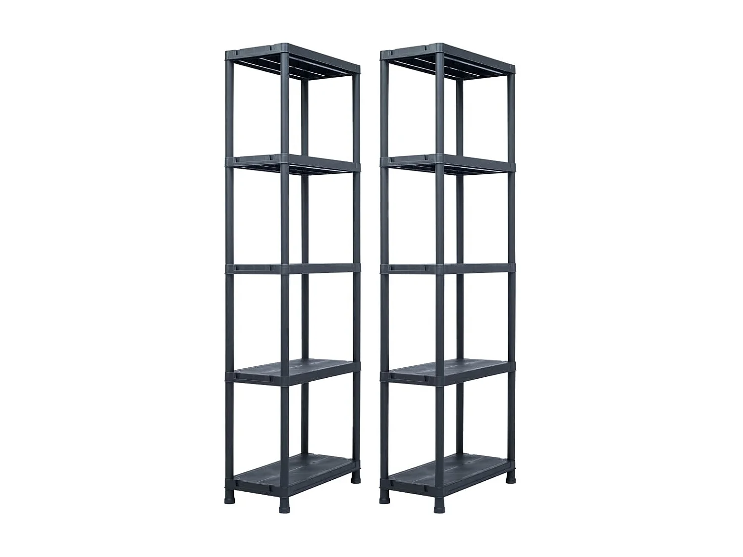 Estantes de almacenamiento 2 piezas 125 kg 60 x 30 x 180 cm plástico negro 02_0000666