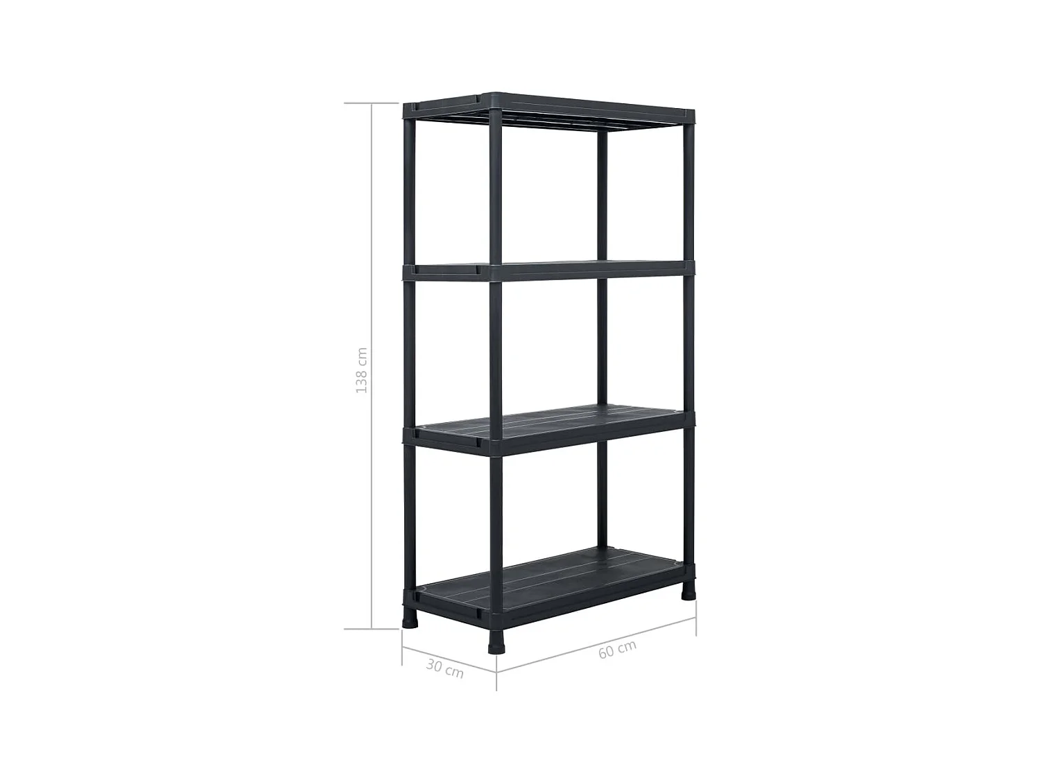 Ripiano portaoggetti 100 kg 60 x 30 x 138 cm plastica nera 02_0000634