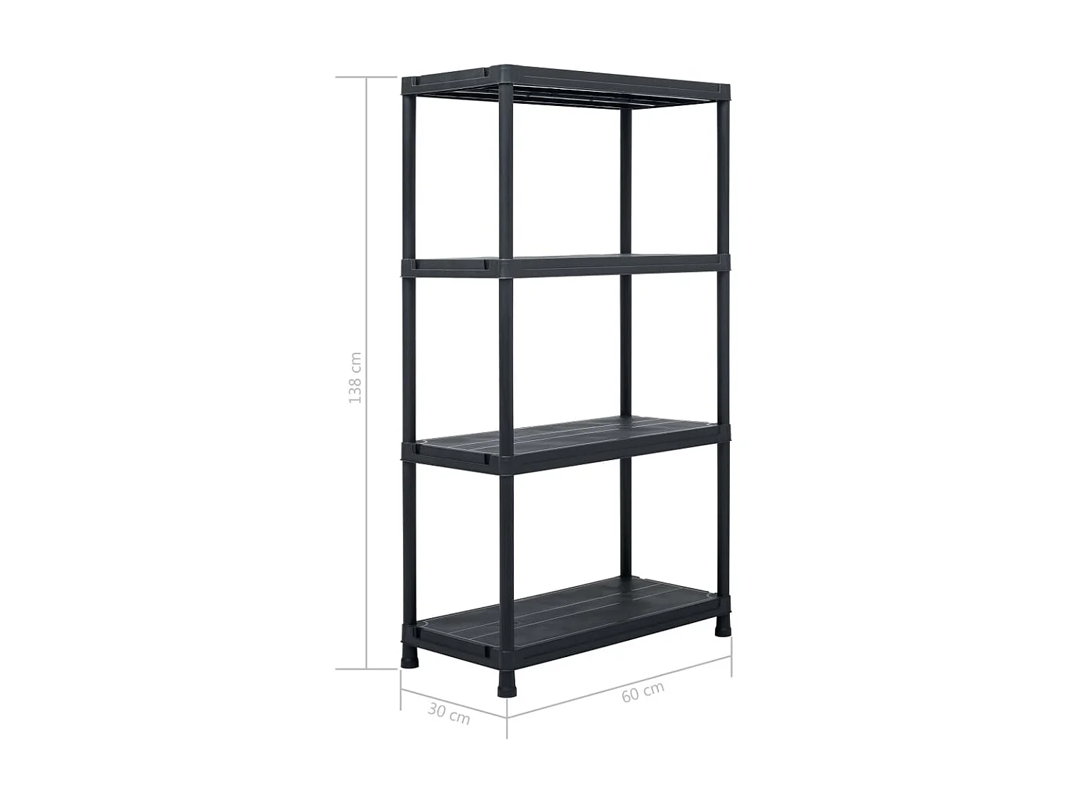 Estantería de almacenaje 100 kg 60 x 30 x 138 cm plástico negro 02_0000634