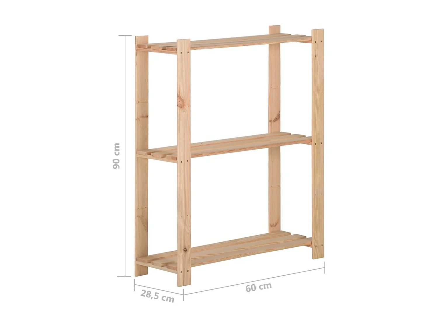 Étagère 3 niveaux stockage bois marron 60 x 28.5 x 90 cm 02_0000653