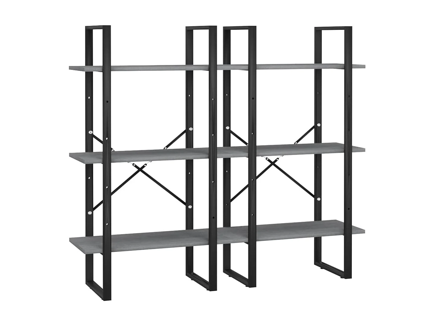 Juego de 2 estantes de almacenamiento 60 x 30 x 210 cm madera maciza de pino gris 02_0000664