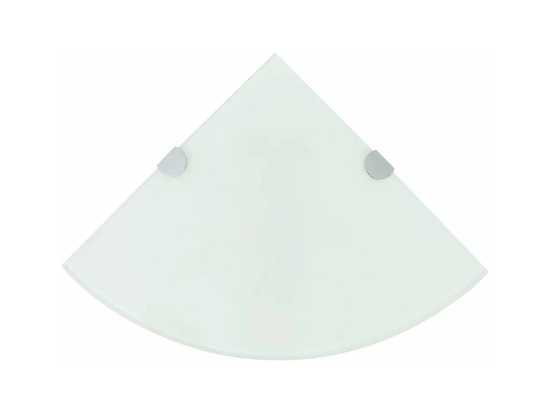 Prateleira de canto de design com suporte cromado em vidro branco 25 x 25 cm 2702223/2