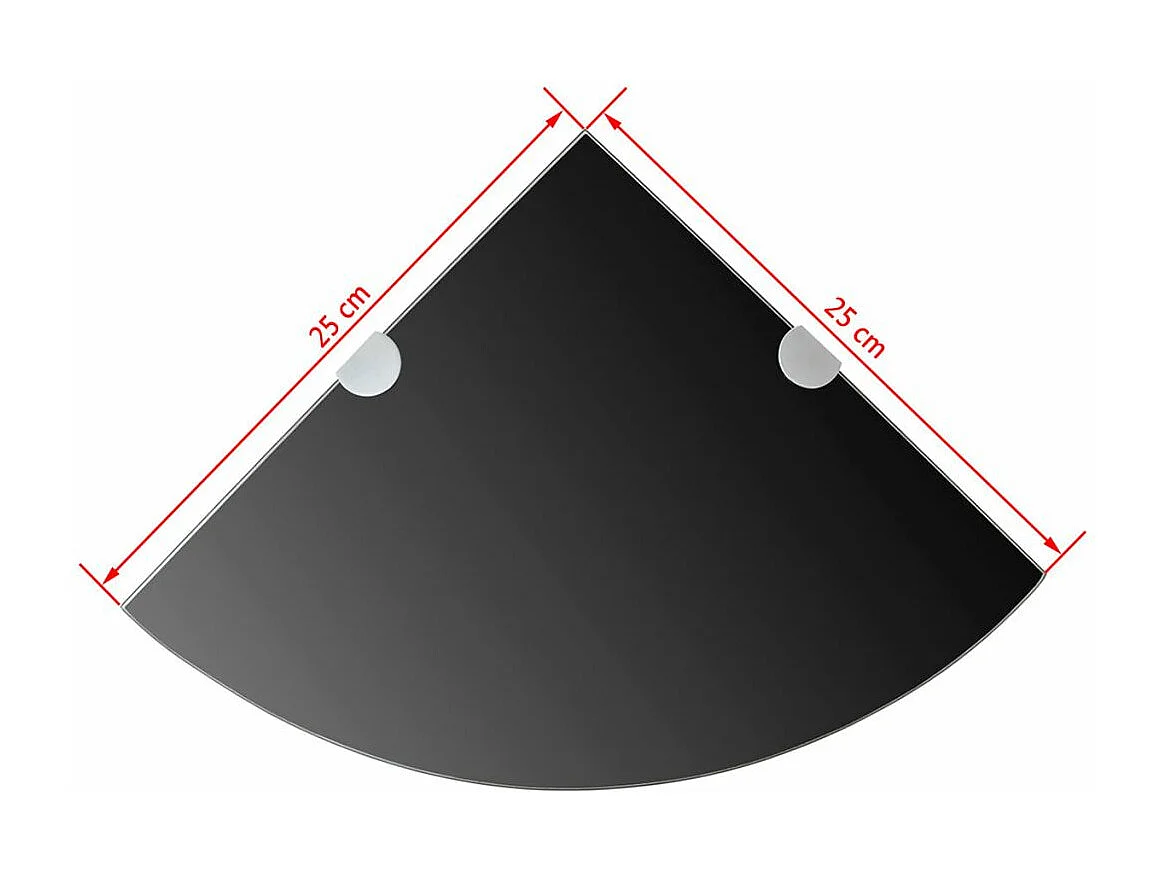 Prateleira de canto com design exclusivo suportes cromados e vidro preto 25 x 25 cm 2702220/2