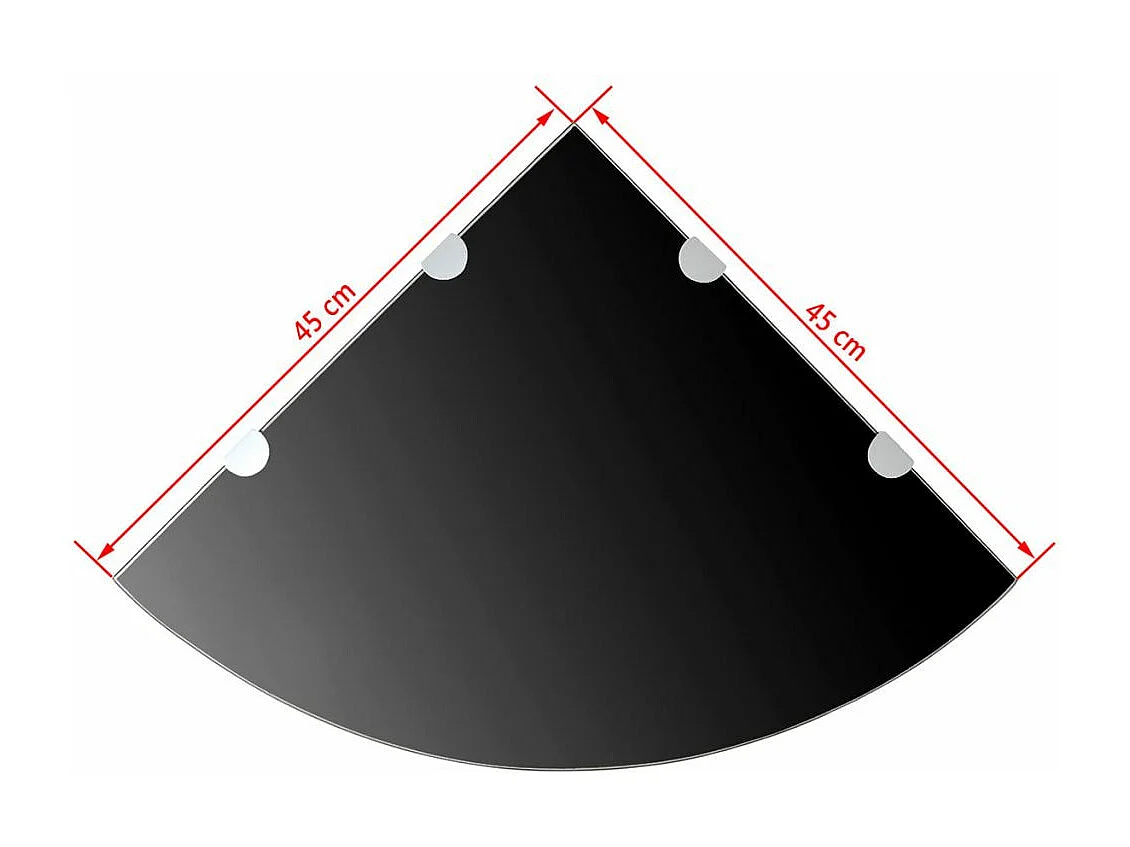 Prateleira de canto de design com suportes cromados em vidro preto 45 x 45 cm 2702222/2