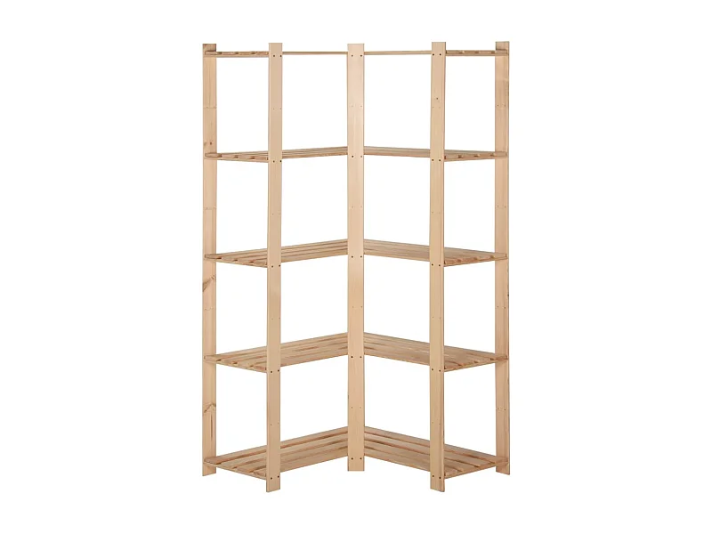 Prateleira de canto para armazenamento, 5 camadas, organizador, armazém, cozinha, sala de estar, porão, interior, 170cm, pinho 02_0000624