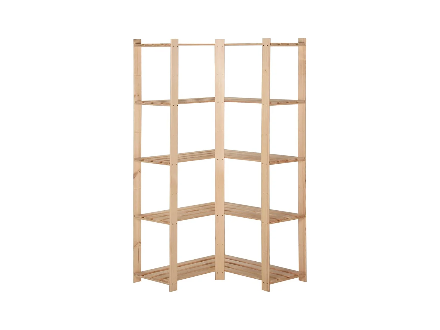 Estante esquinero de almacenamiento, organizador de almacenamiento de 5 niveles, estante de almacén, cocina, sala de estar, sótano, interior, 170cm, pino 02_0000624