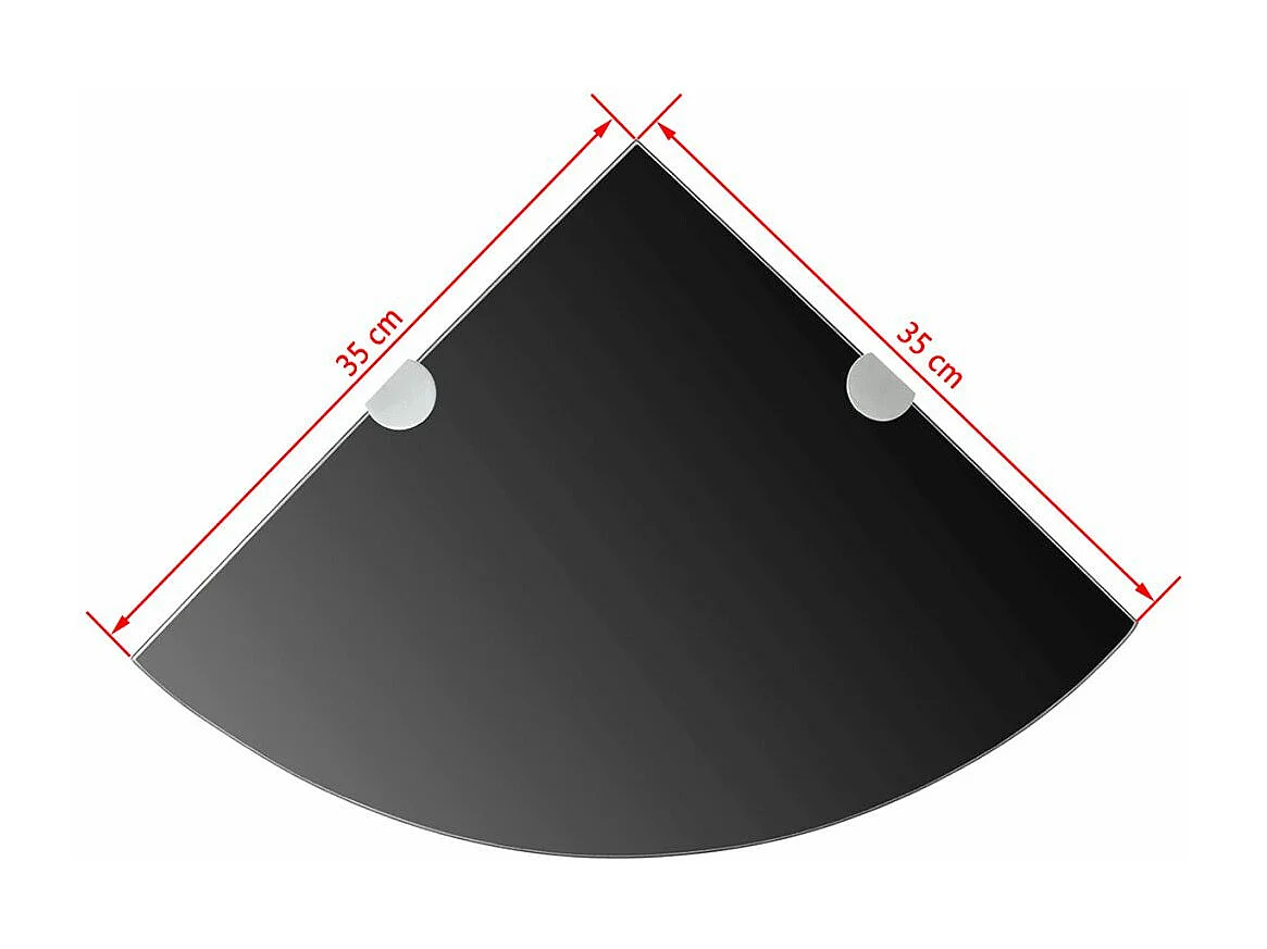 Mensola angolare di design con supporti cromati vetro nero 35 x 35 cm 2702221/2