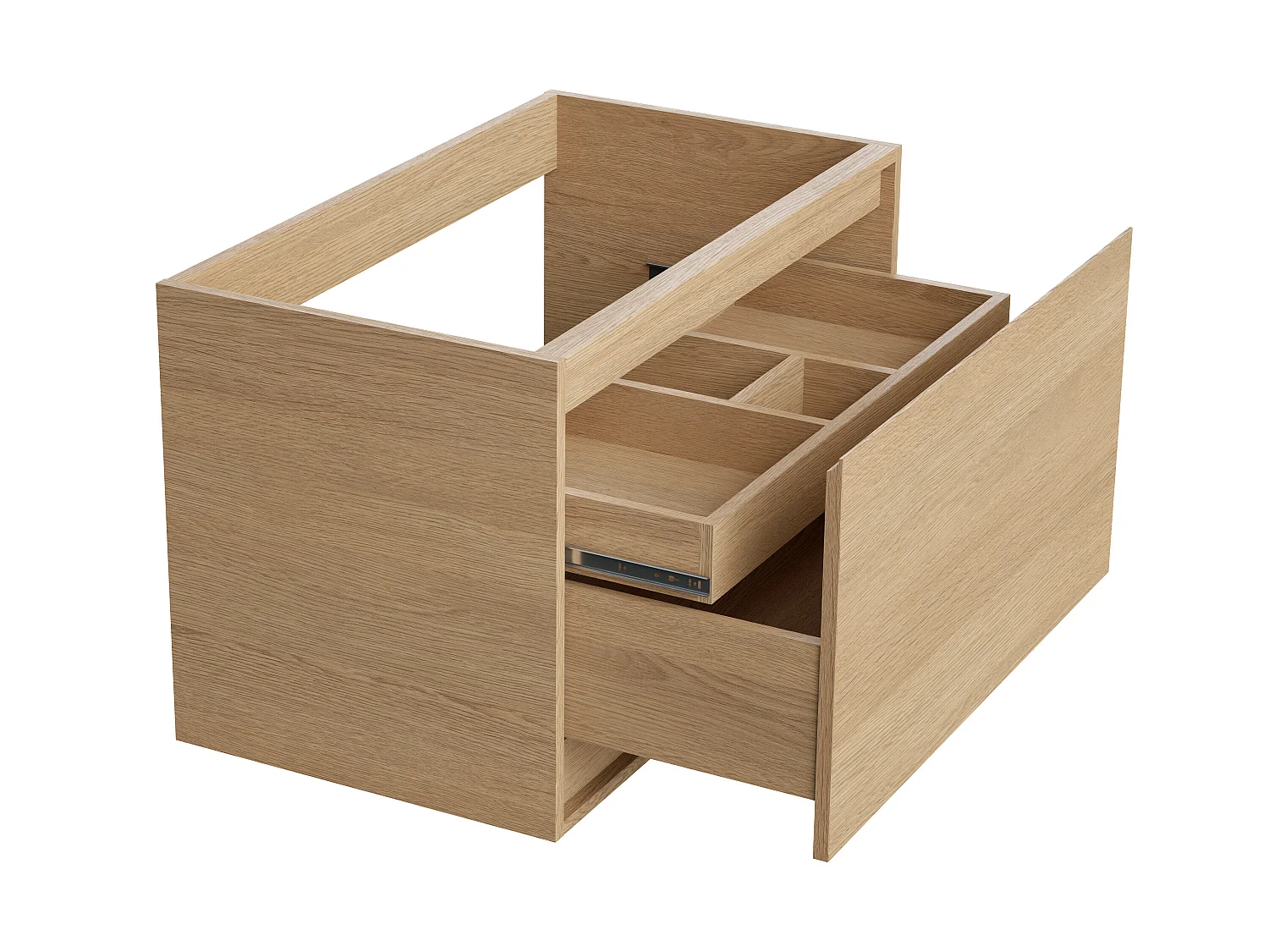 Waschbeckenunterschrank hängend mit Aufsatzwaschbecken aus Keramik - 80 cm - Eichenholzfurnier - MESLIVA