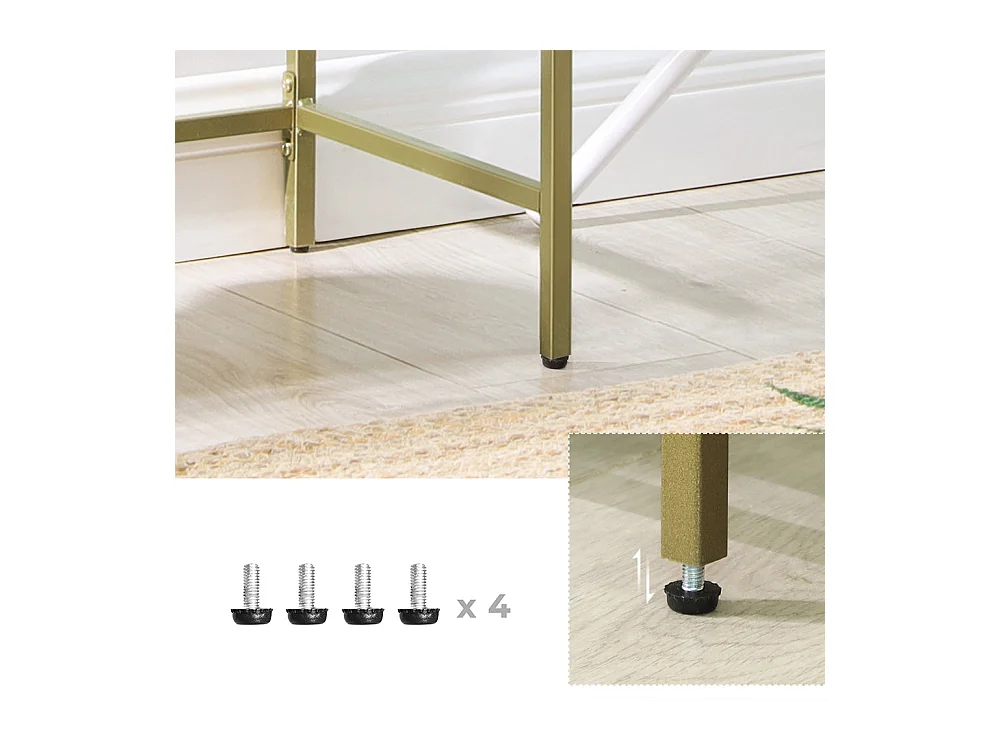 Scaffale per il bagno Mobile portaoggetti in vetro temperato a 4 livelli Robusto facile da montare 95 cm per Soggiorno Camera da letto Ufficio Oro 12_0002808