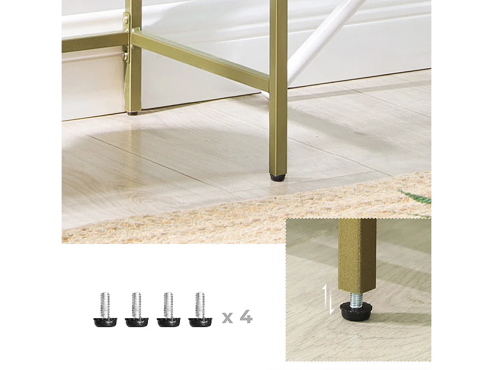 Scaffale per il bagno Mobile portaoggetti in vetro temperato a 4 livelli Robusto facile da montare 95 cm per Soggiorno Camera da letto Ufficio Oro 12_0002808