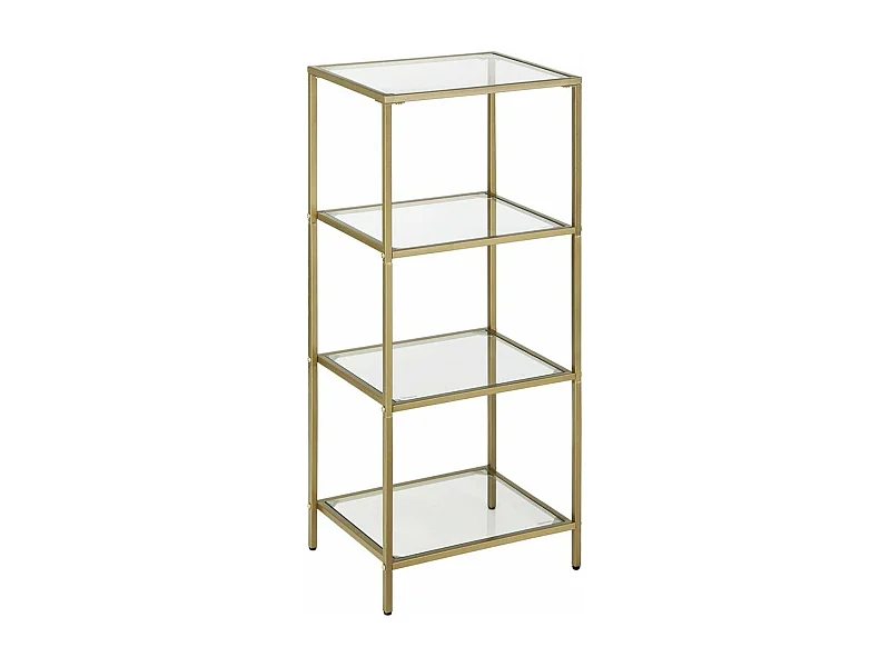 Scaffale per il bagno Mobile portaoggetti in vetro temperato a 4 livelli Robusto facile da montare 95 cm per Soggiorno Camera da letto Ufficio Oro 12_0002808