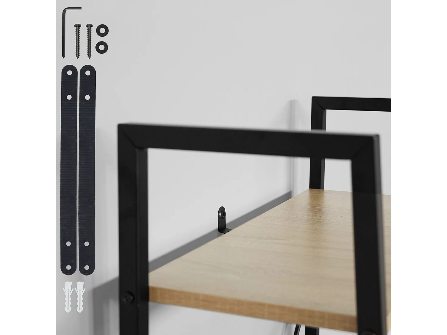 Estante grande com visual industrial/vintage 4 níveis 150 cm bege 08_0000265