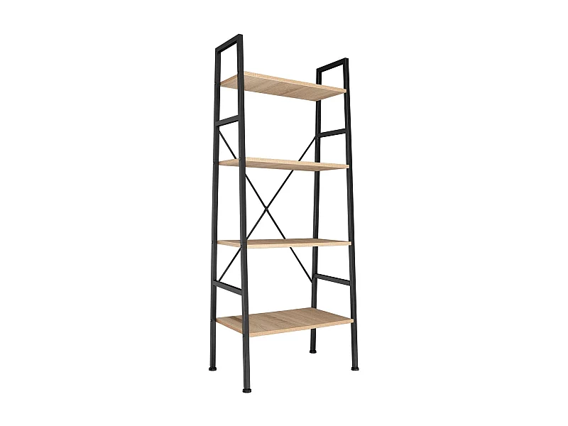 Librería grande de estilo industrial/vintage 4 niveles 150 cm beige 08_0000265