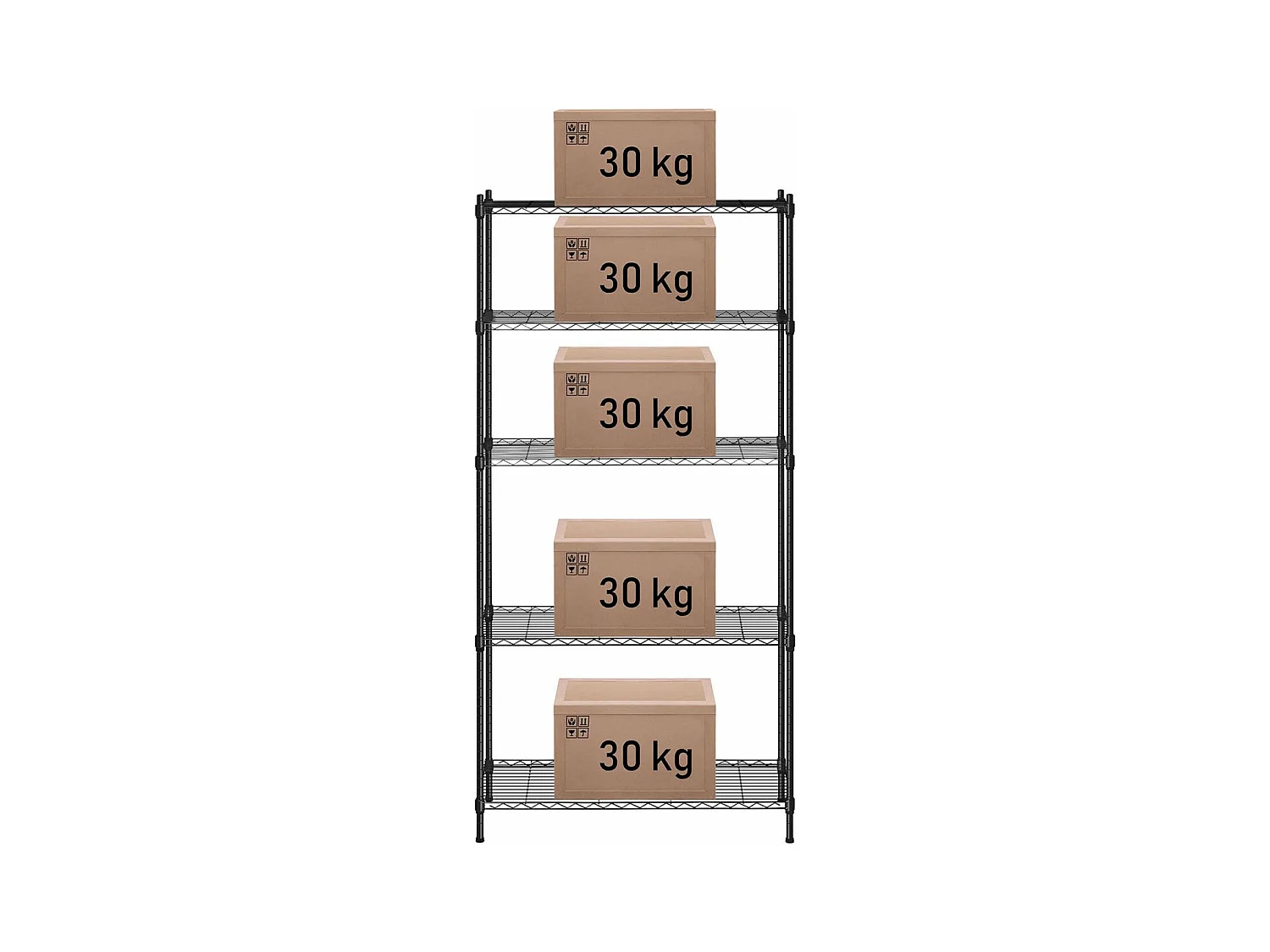 Scaffalatura professionale in metallo nero 35 x 90 x 180 cm 150 kg 14_0001538