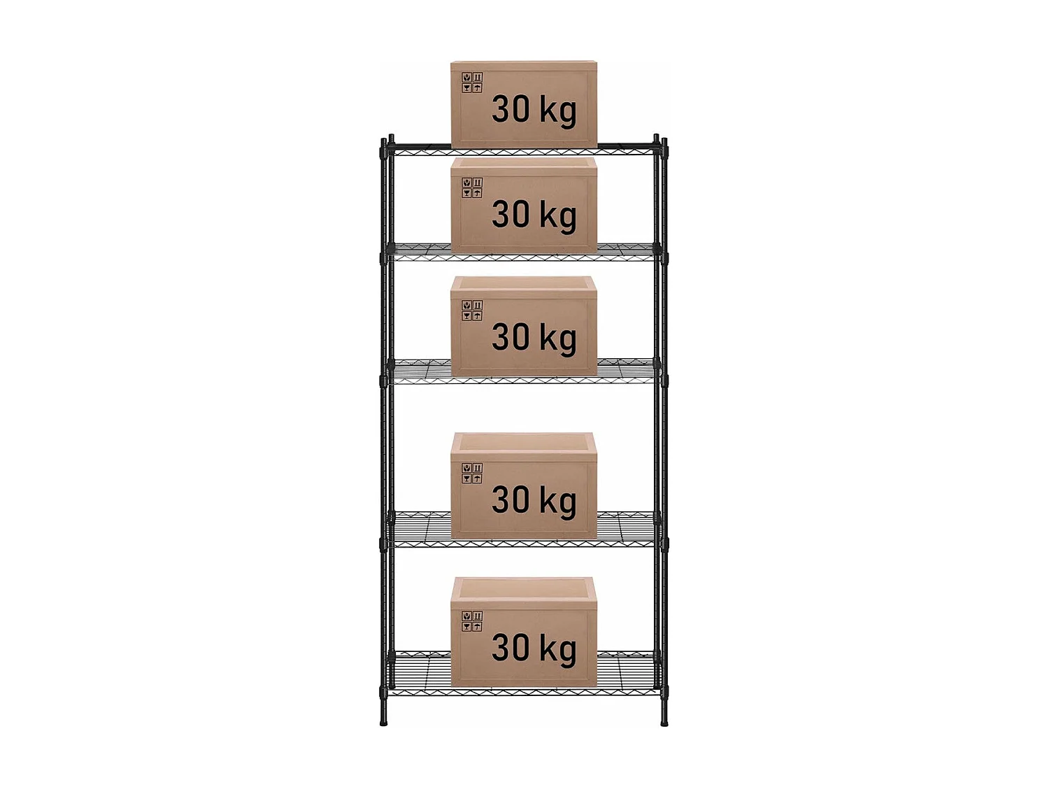 Étagère métallique professionnelle noire métal argentée 90 x 35 x 182 cm 14_0001538