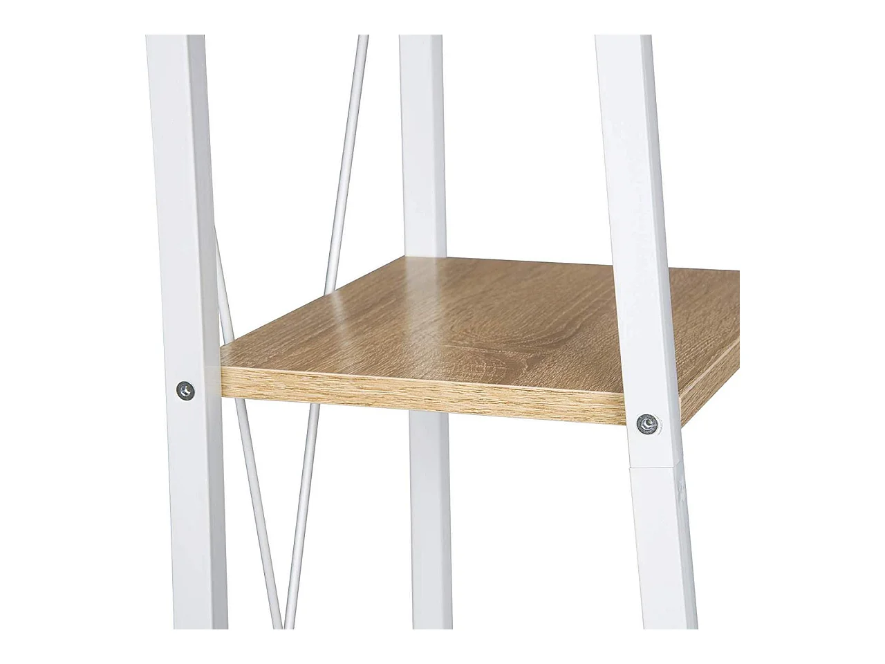 Prateleira autônoma de metal e madeira com 4 prateleiras brancas 19_0000586