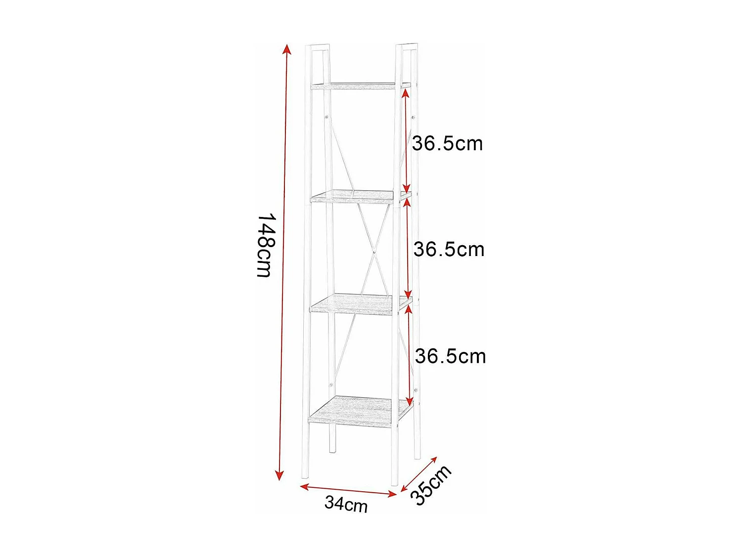 Étagère sur pied en métal blanche 34 x 35 x 148 cm 19_0000586