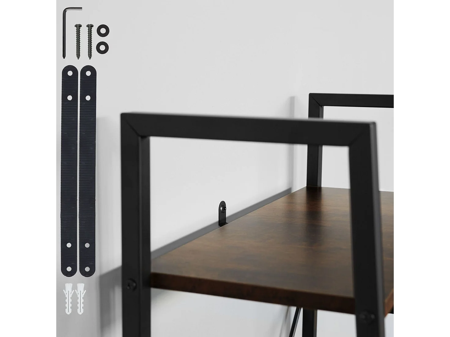 Libreria grande stile industriale/vintage 4 livelli 139 cm marrone 08_0000280