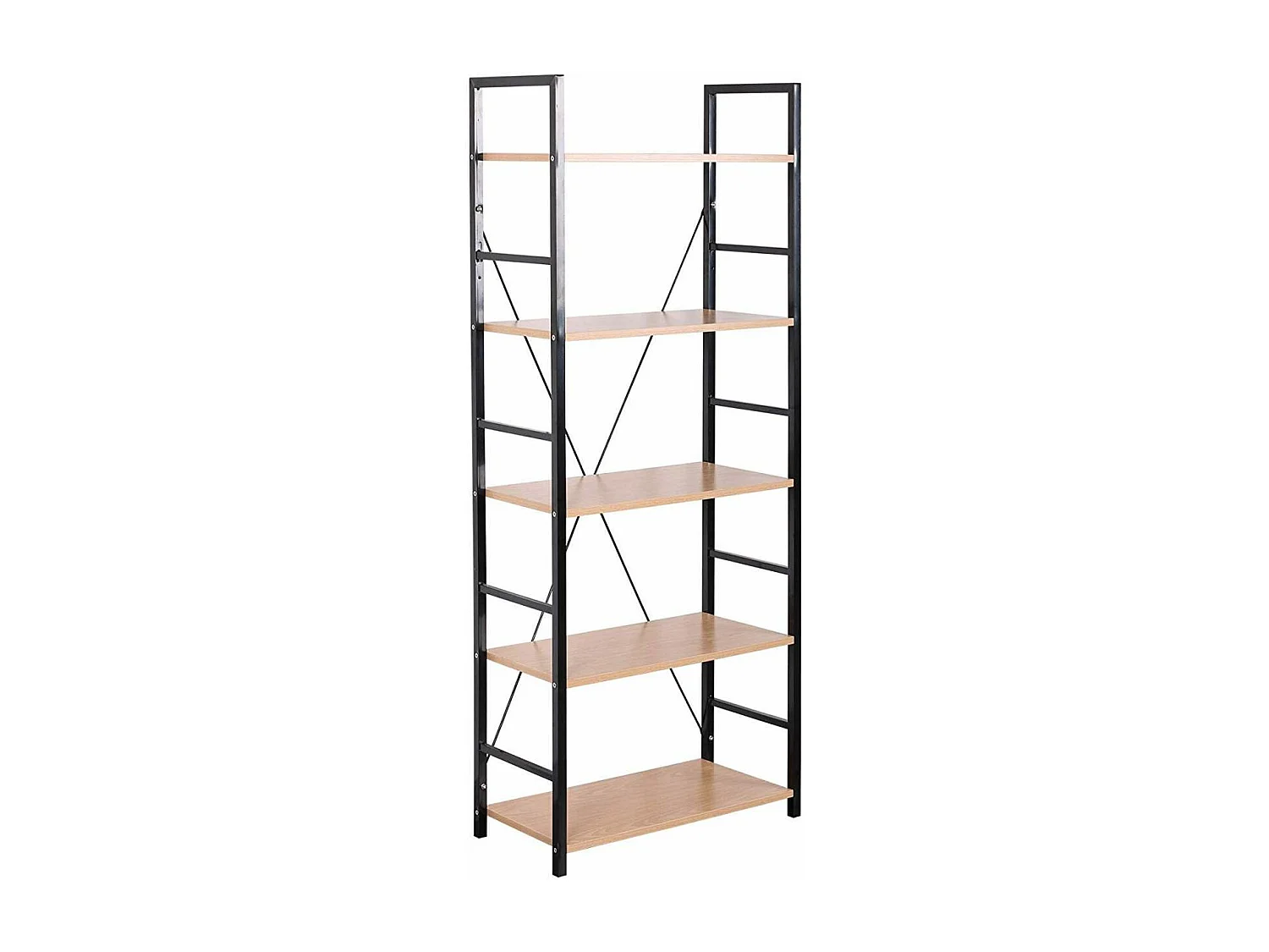Scaffale stand con ripiano in metallo e legno rovere nero chiaro 19_0000381