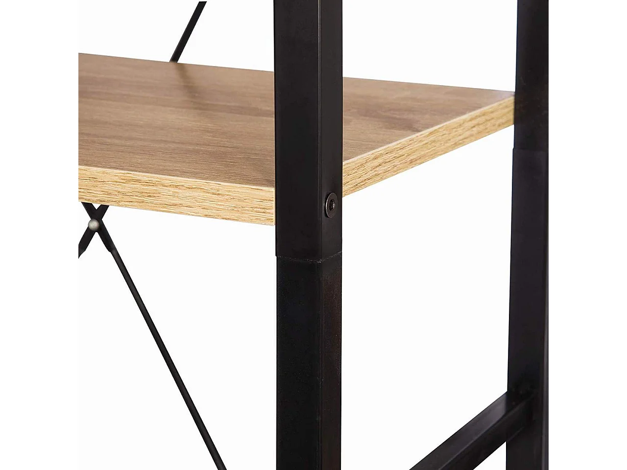 Scaffale stand con ripiano in metallo e legno rovere nero chiaro 19_0000381