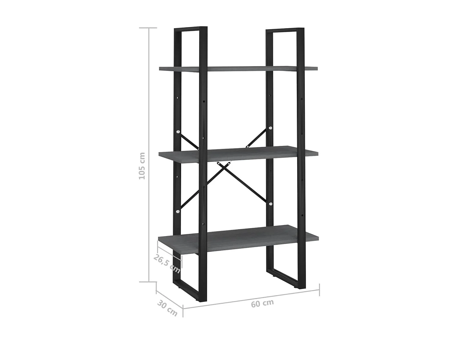 Prateleira de armazenamento 60 x 30 x 105 cm madeira maciça de pinho cinza 02_0000630