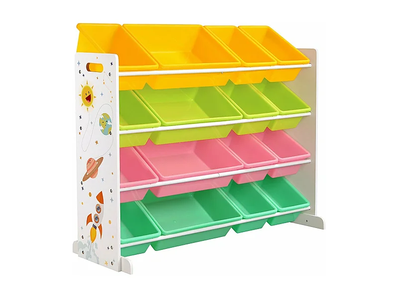 Estantería para juguetes organizador para niños con 16 baúles de plástico extraíbles cajas para juguetes amarillo verde lima rosa verde menta gkr070w01 12_0002277