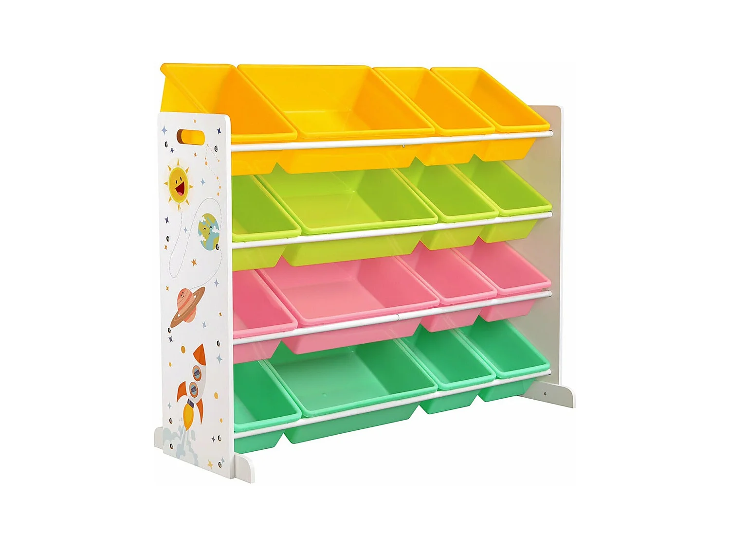 Étagère pour jouets meuble jaune 106 x 26.5 x 78 cm 12_0002277