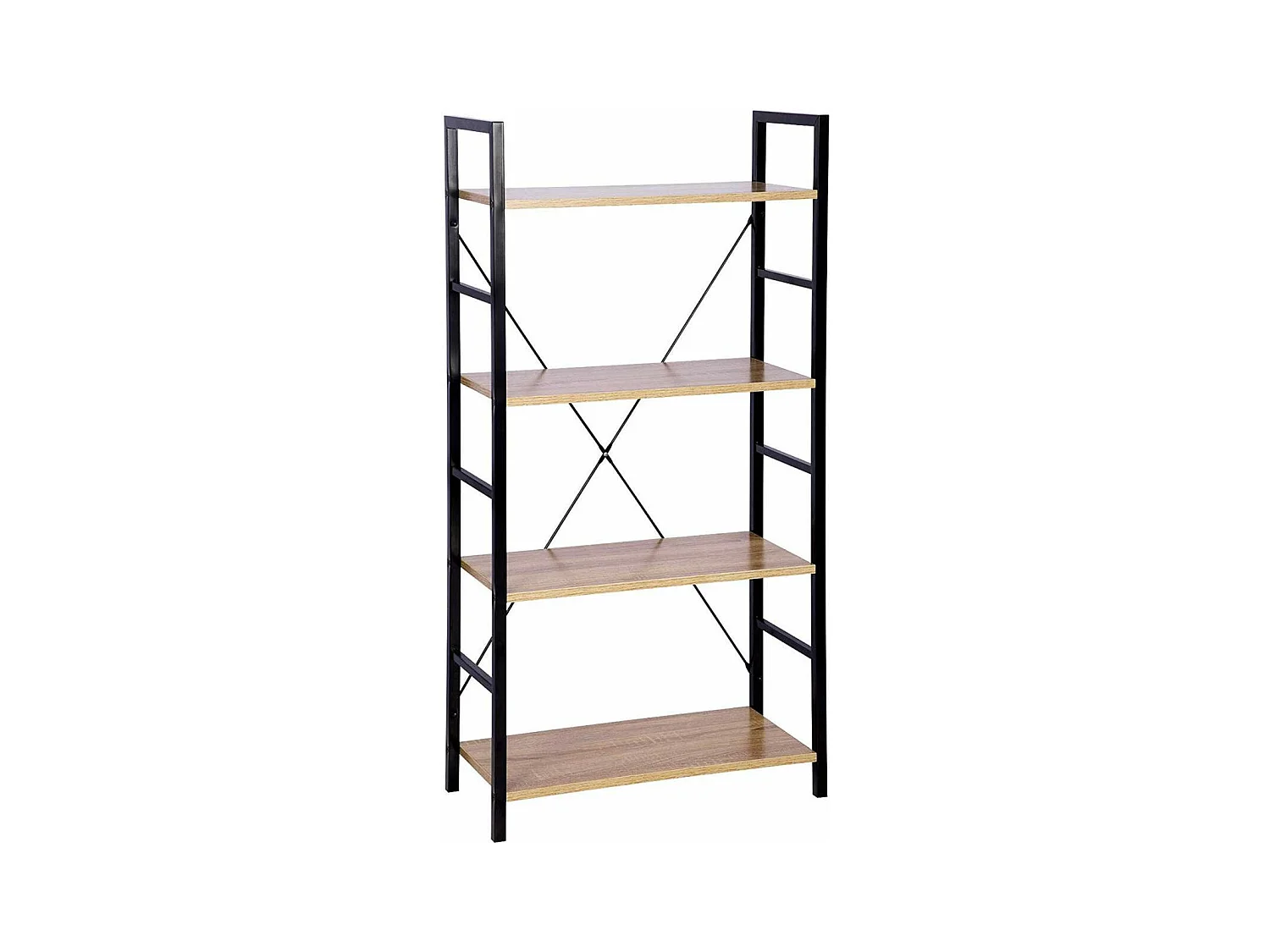 Scaffale stand con ripiano in metallo e legno rovere nero chiaro 19_0000440