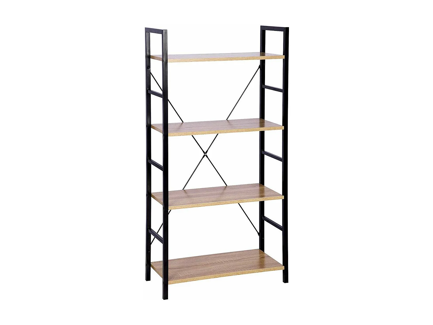 Scaffale stand con ripiano in metallo e legno rovere nero chiaro 19_0000440