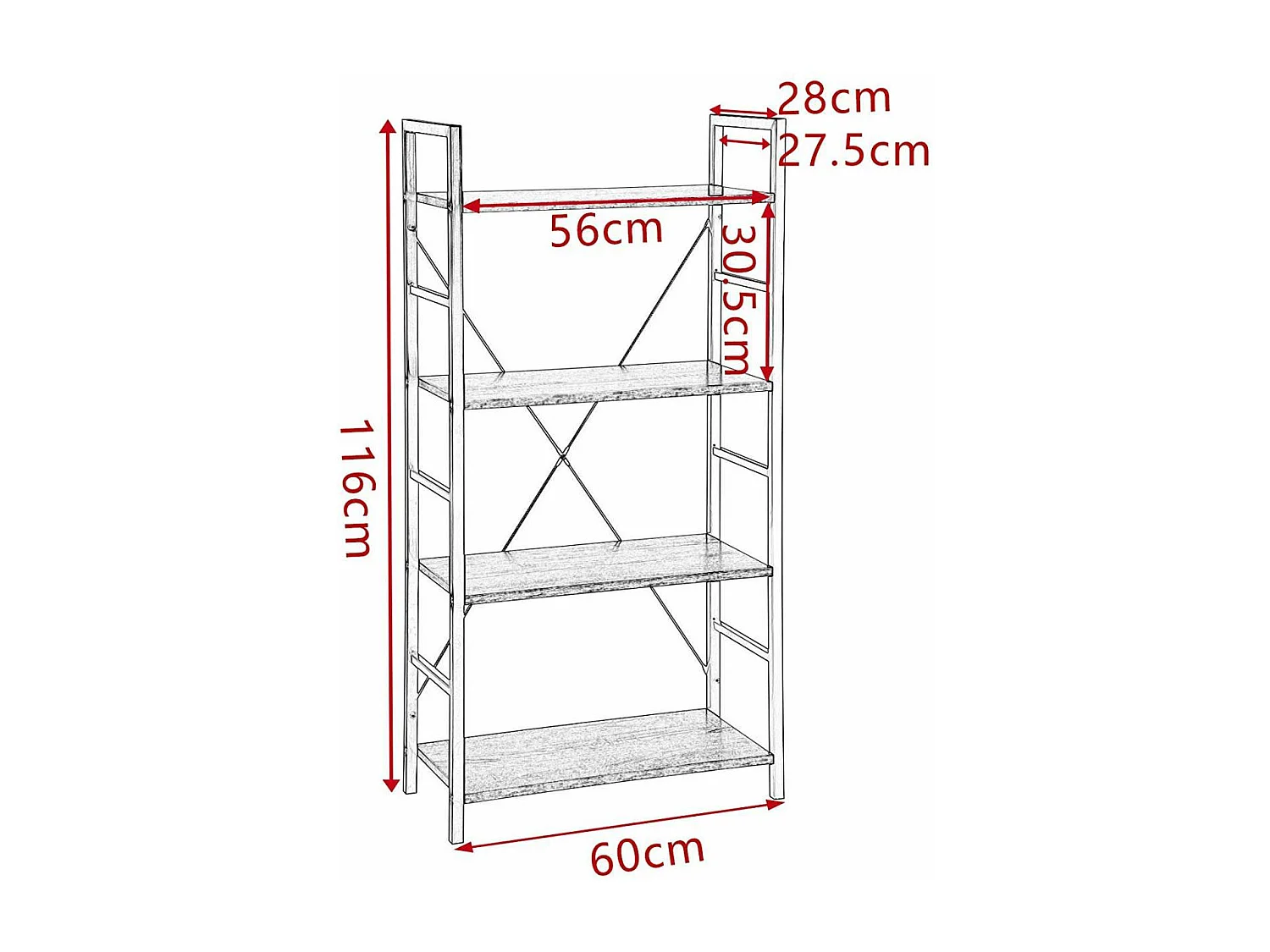 Scaffale stand con ripiano in metallo e legno rovere nero chiaro 19_0000440