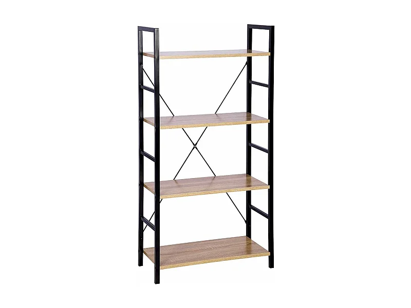 Scaffale stand con ripiano in metallo e legno rovere nero chiaro 19_0000440