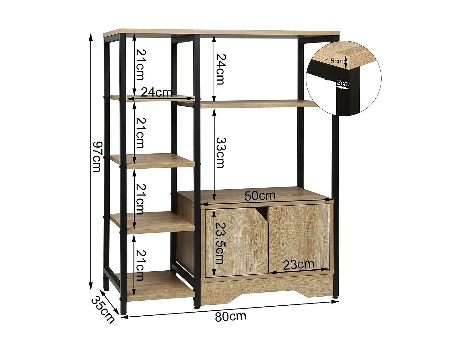 Bibliothèque avec meuble 97 beige 80 x 30 x 97 cm 19_0000123