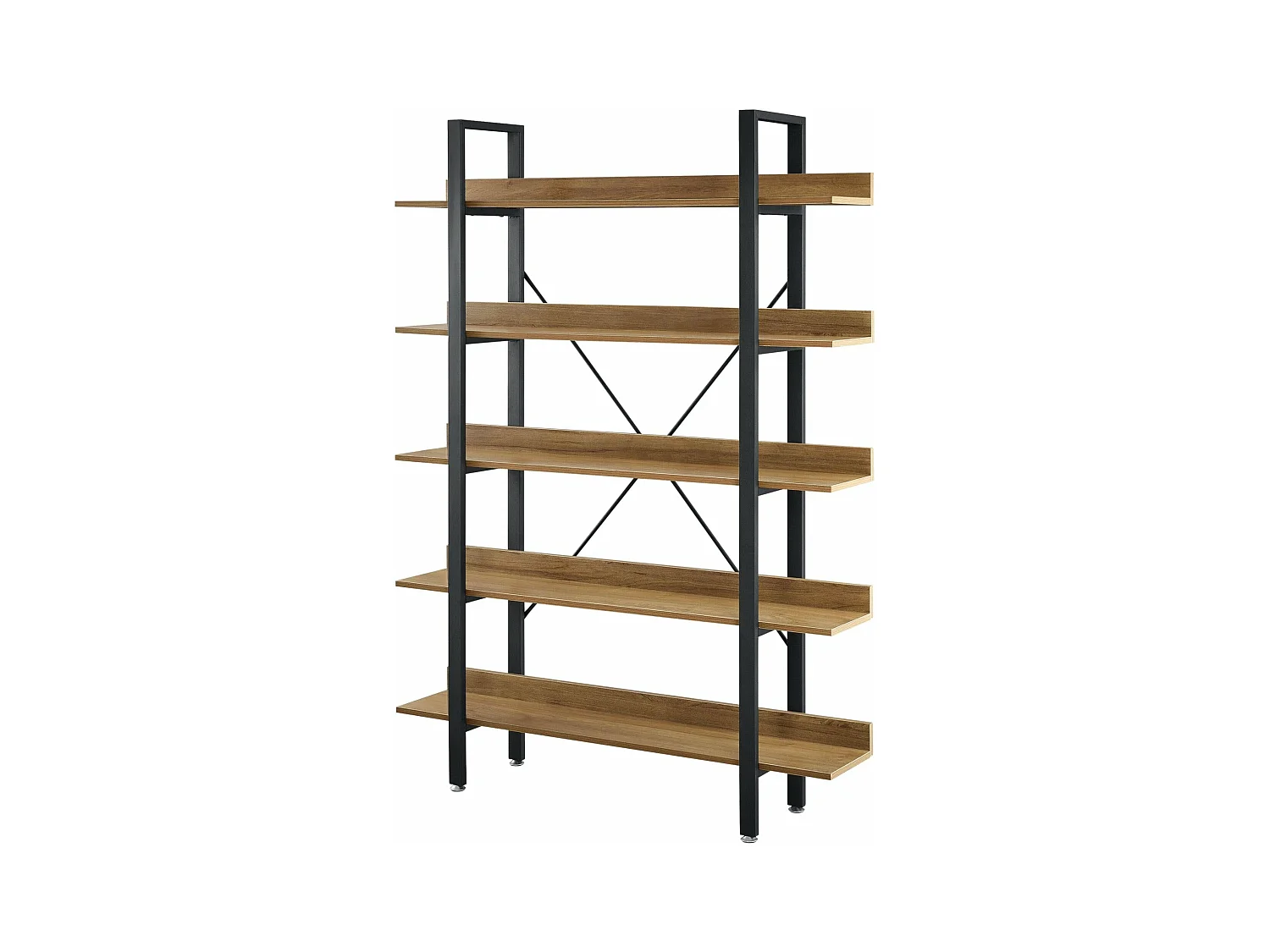Estante biblioteca con 5 estantes 171x120x28 cm negro y nogal 03_0001071