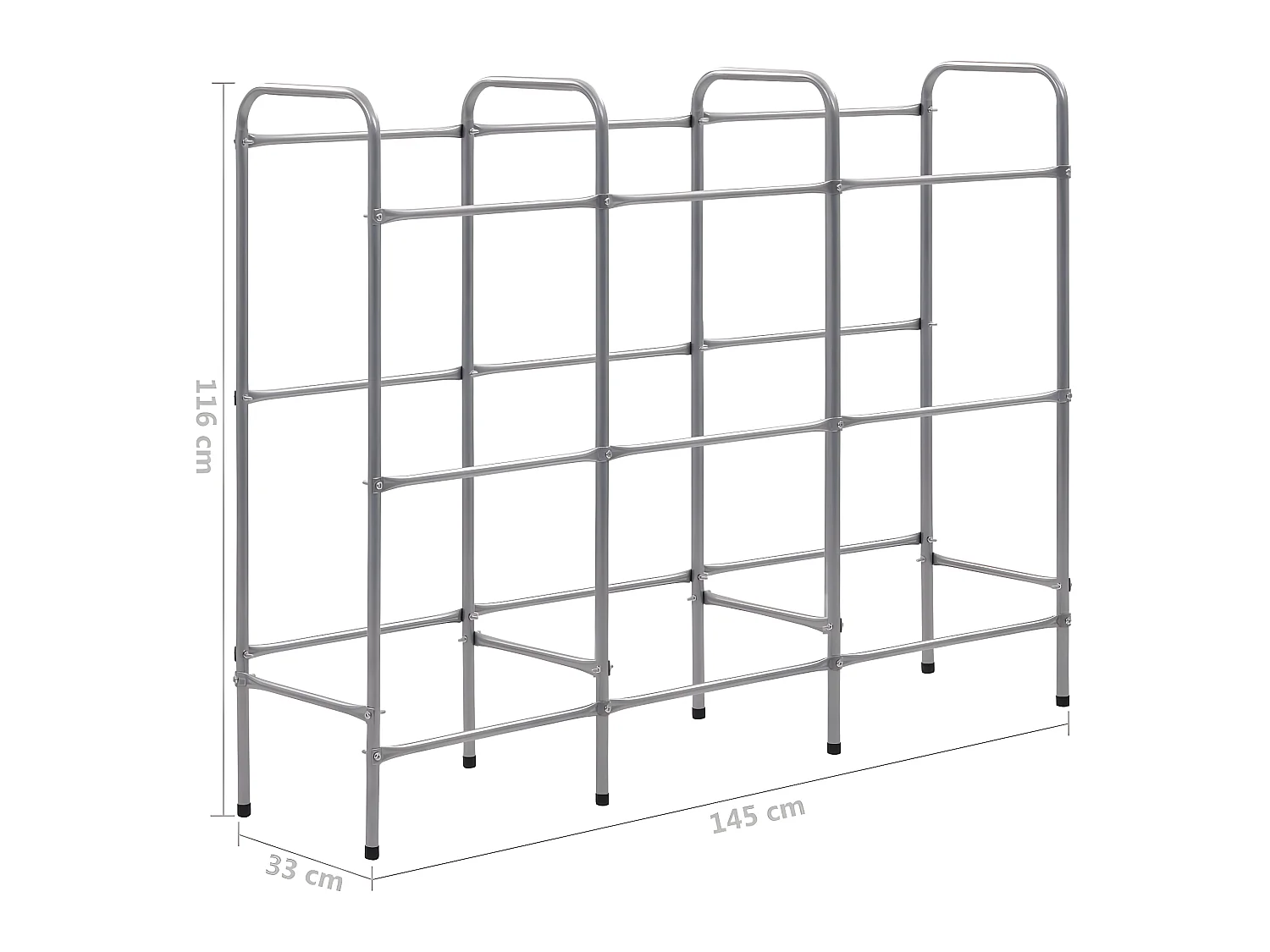 Prateleira de armazenamento para 9 caixas 145 x 33 x 116 cm aço prateado 02_0000644