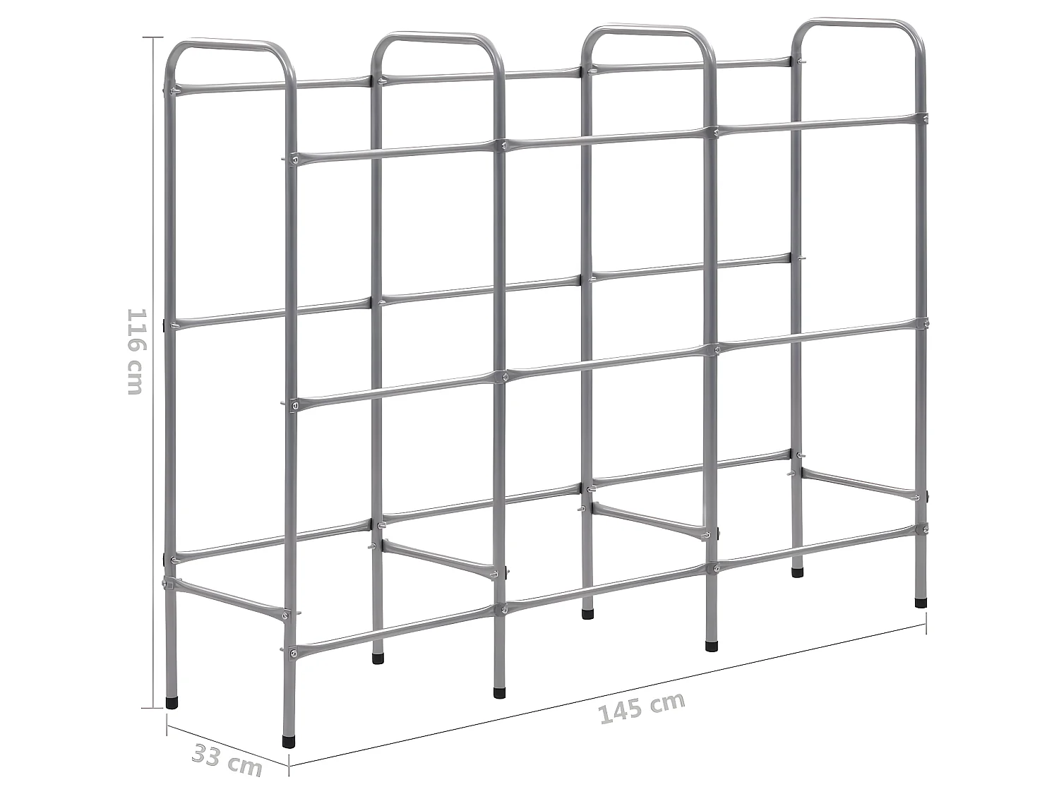 Prateleira de armazenamento para 9 caixas 145 x 33 x 116 cm aço prateado 02_0000644