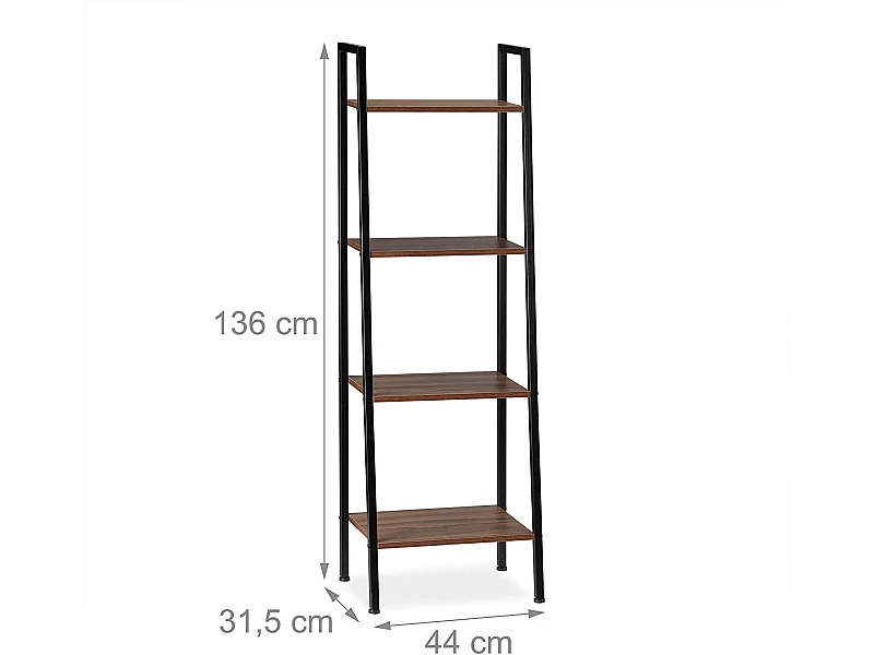Estantería de pie planta salón 4 pisos 136 cm marrón y negro 13_0001202_2