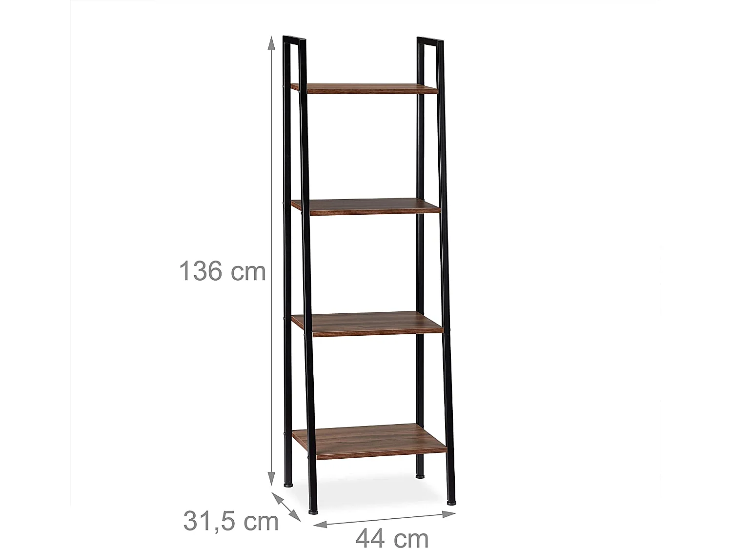 Estantería de pie planta salón 4 pisos 136 cm marrón y negro 13_0001202_2
