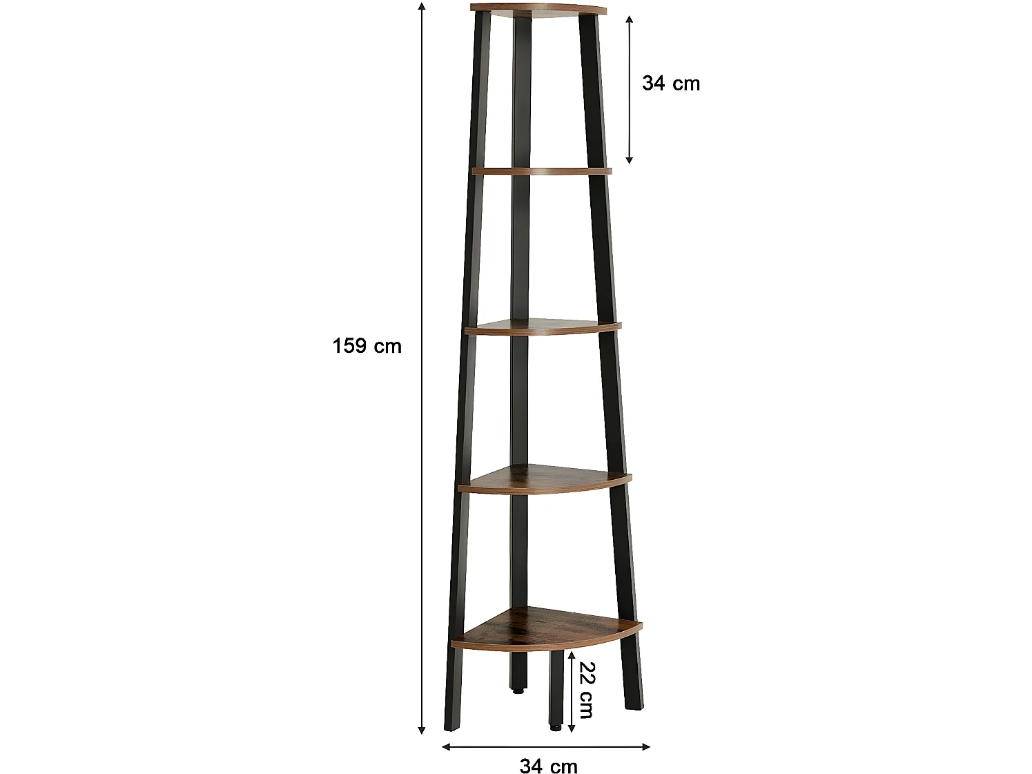 Estantería escalera 5 niveles 32.5x34x159 cm color marrón y negro 12_0000260