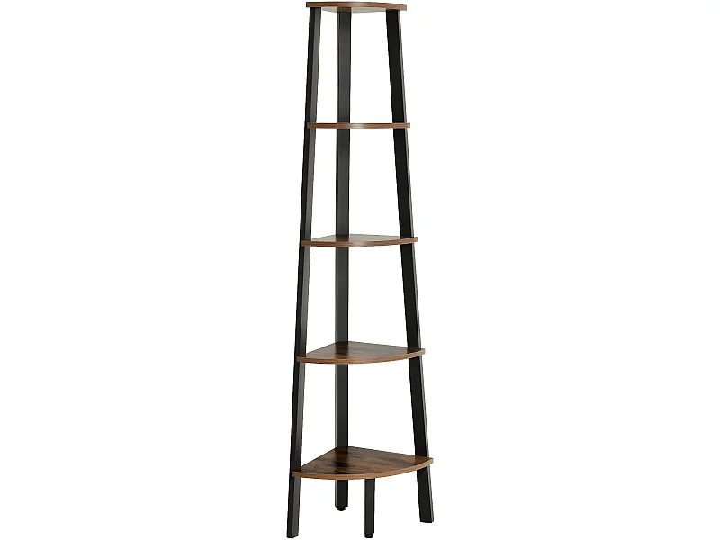 Estantería escalera 5 niveles 32.5x34x159 cm color marrón y negro 12_0000260