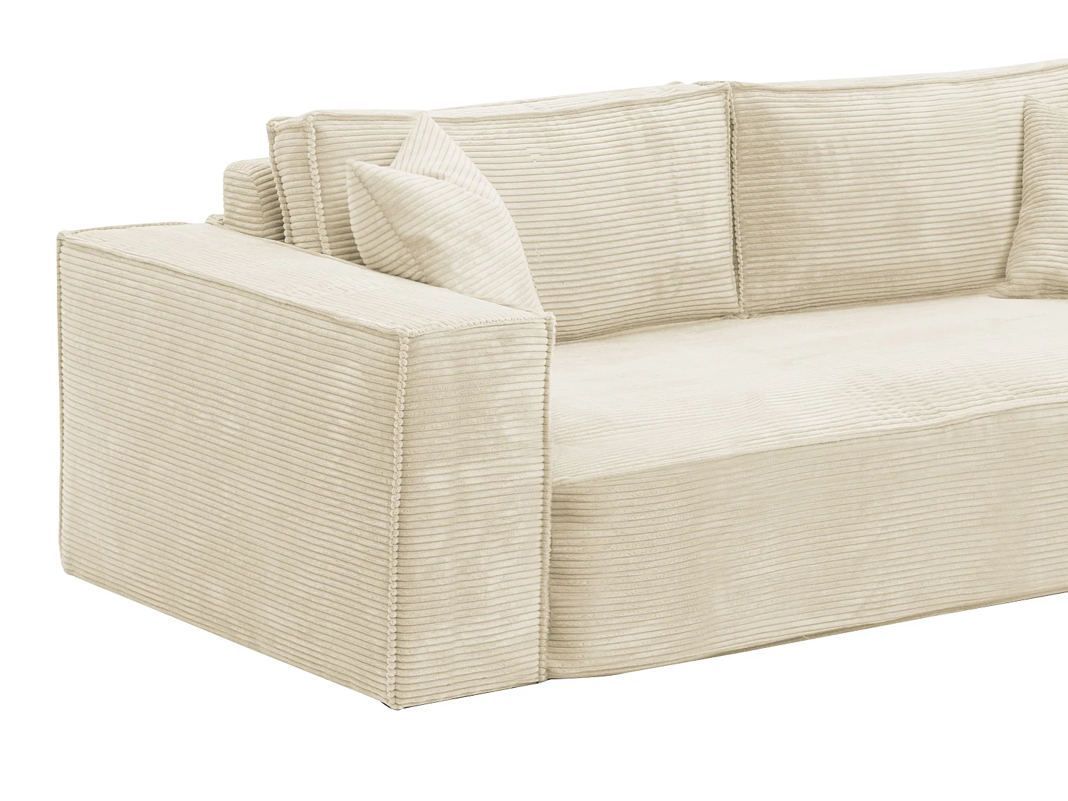 Canapé 3 places convertible express en velours côtelé beige - Couchage 140 cm - Matelas 13 cm avec mémoire de forme - AMELIA