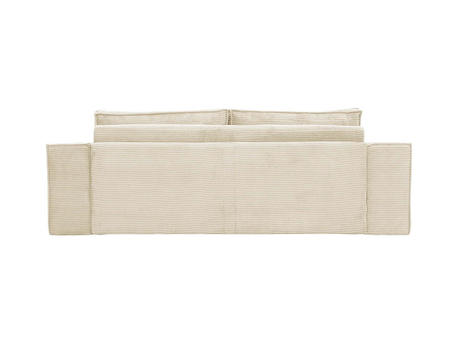 Sofa 4-Sitzer mit Matratze - Cord - Cremefarben - Liegefläche 160 cm - Matratze 13 cm mit Memory Schaum - AMELIA