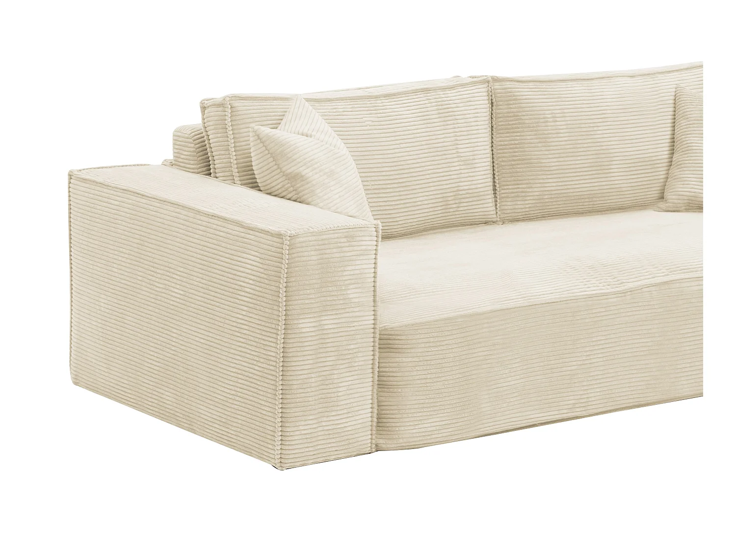 Sofa 4-Sitzer mit Matratze - Cord - Cremefarben - Liegefläche 160 cm - Matratze 13 cm mit Memory Schaum - AMELIA