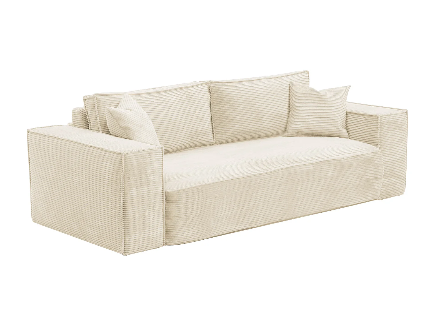 4-personers sovesofa i beige fløjl 160 cm soveplads 13 cm madras med memory foam AMELIA
