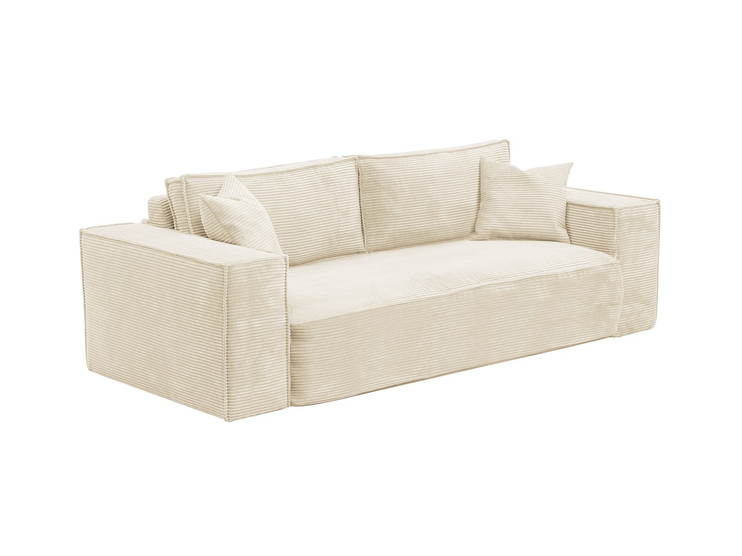 Vente-unique Sofa 4-Sitzer mit Matratze - Cord - Cremefarben - Liegefläche 160 cm - Matratze 13 cm mit Memory Schaum - AMELIA 2219985