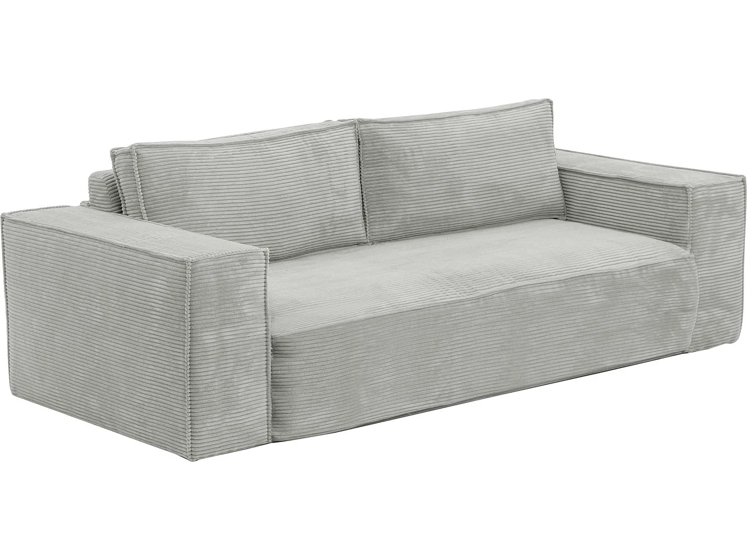 Canapé 3 places convertible express en velours côtelé gris - Couchage 140 cm - Matelas 13 cm avec mémoire de forme - AMELIA