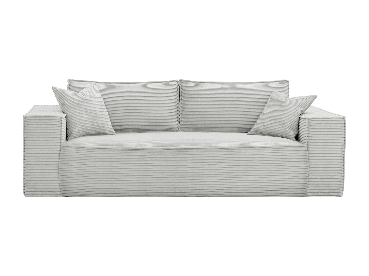 Canapé 4 places convertible express en velours côtelé gris - Couchage 160 cm - Matelas 13 cm avec mémoire de forme - AMELIA