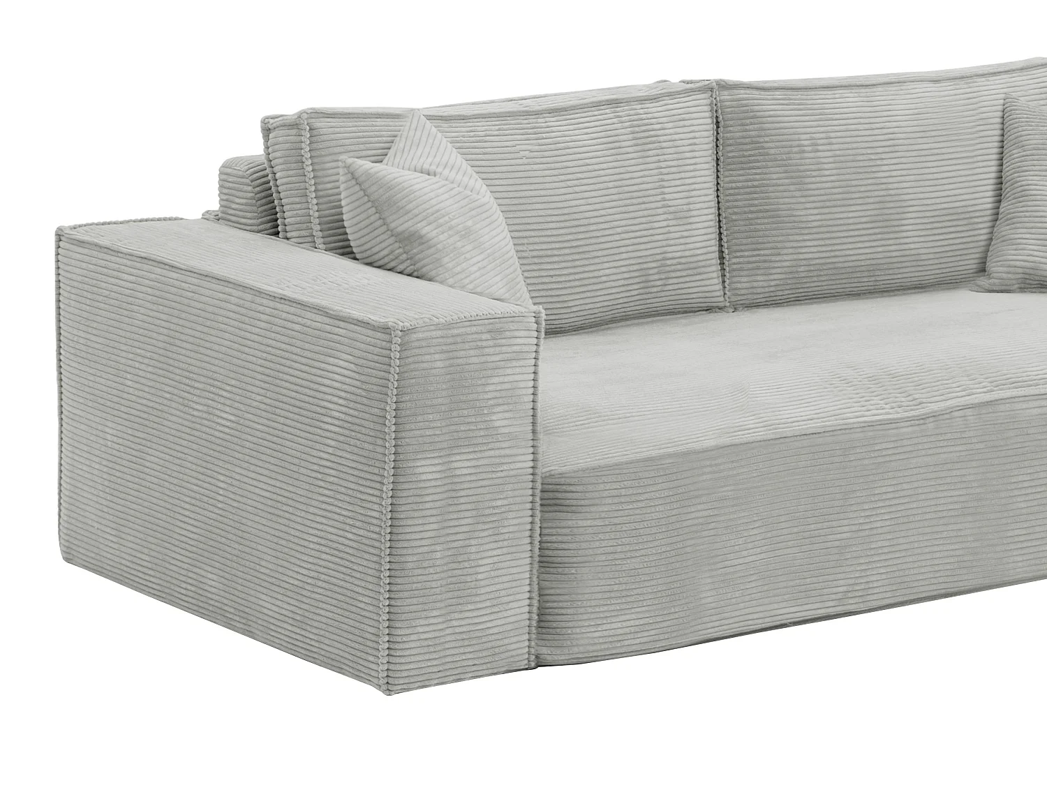 Canapé 4 places convertible express en velours côtelé gris - Couchage 160 cm - Matelas 13 cm avec mémoire de forme - AMELIA