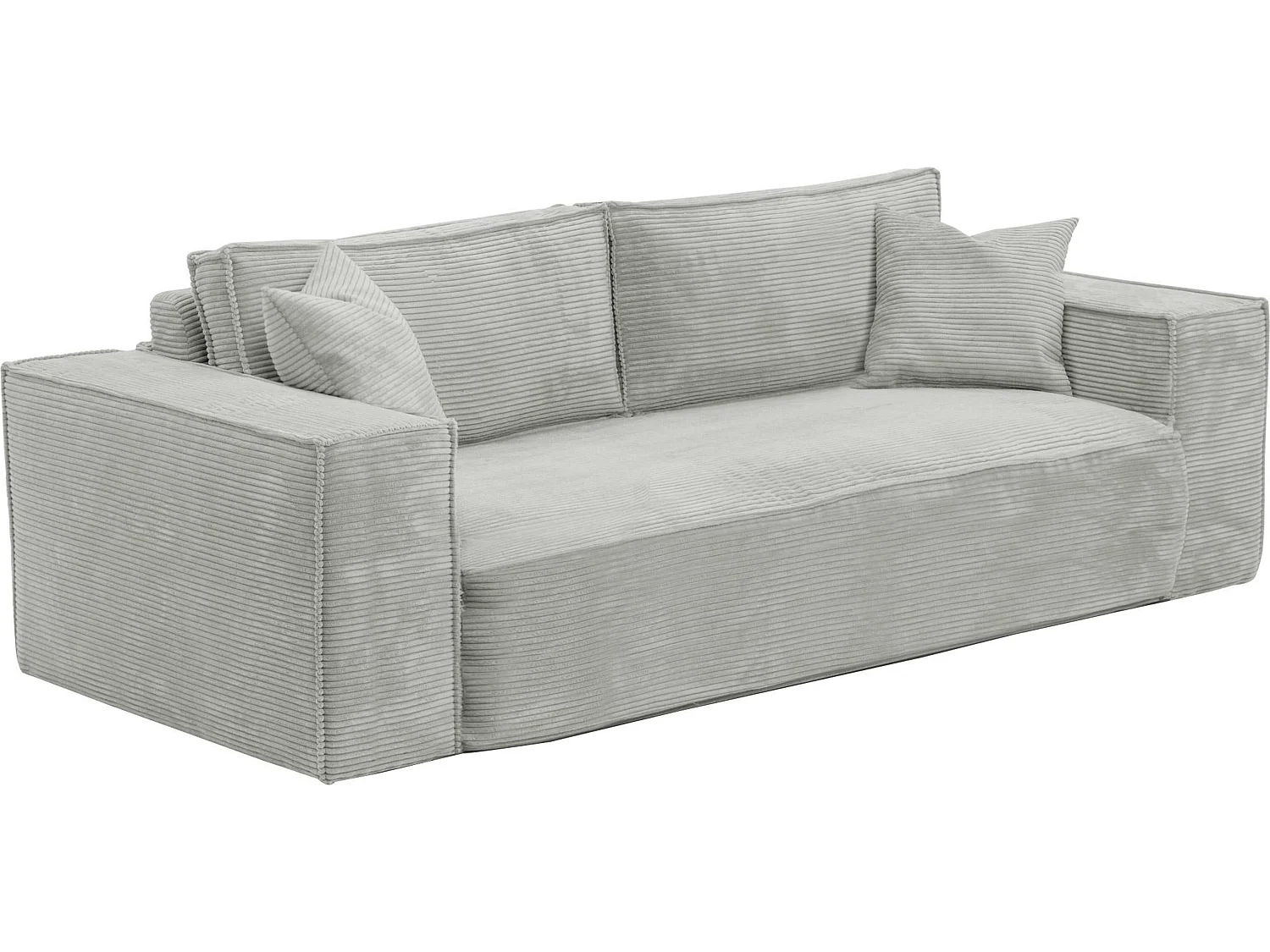 Canapé 4 places convertible express en velours côtelé gris - Couchage 160 cm - Matelas 13 cm avec mémoire de forme - AMELIA