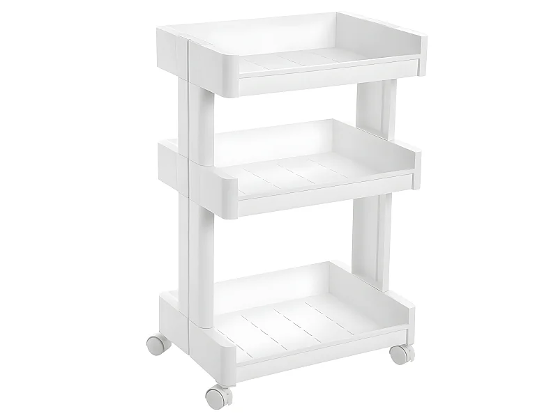 Prateleira com rodízios 3 níveis plástico polipropileno que economiza espaço cozinha banheiro armazenamento comercial 70 cm branco 12_0002868